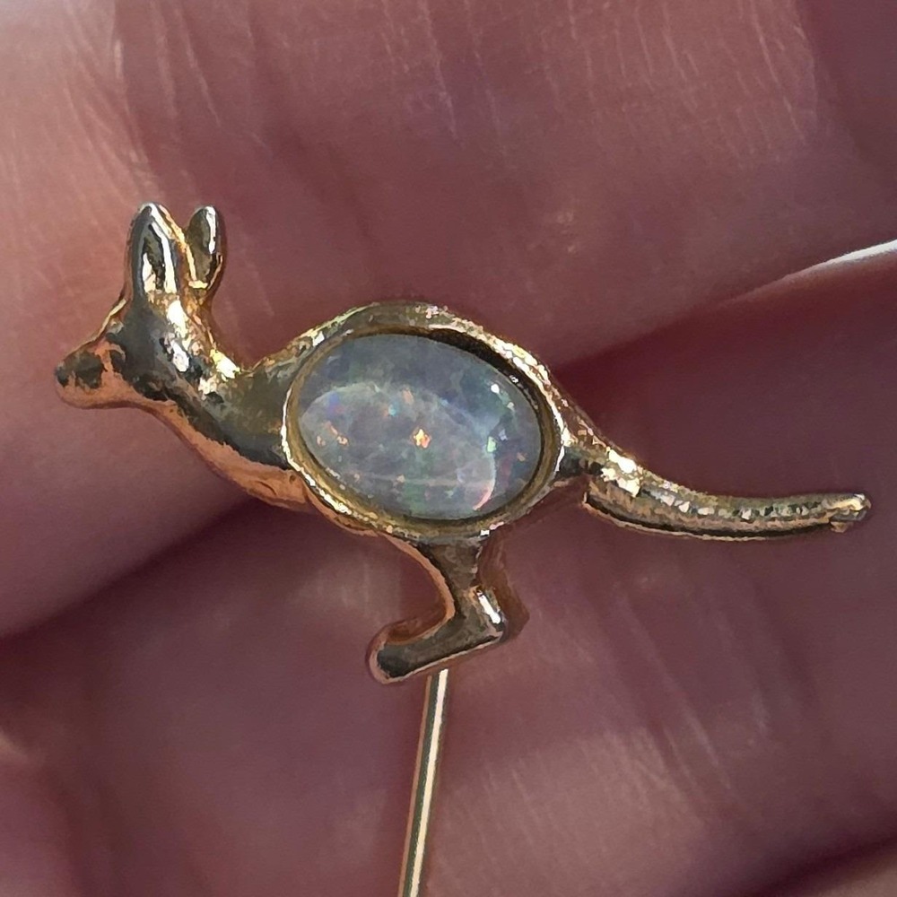 Vintage Australian Opal Kangaroo Pin | Gold Tone‎ Brooch Souvenir 3g - Picture 5 of 6